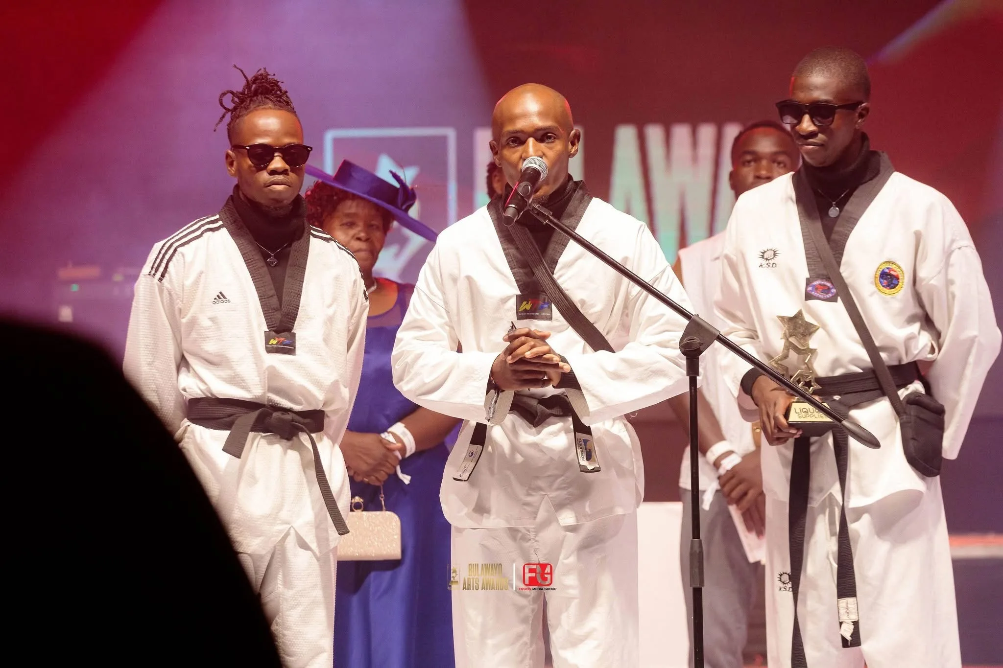 Award winners on stage at the Bulawayo Arts Awards